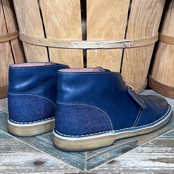 Clarks x Herschel Blue Leather Denim Limited Edition Desert Boots Men Size 10.5 main image 13